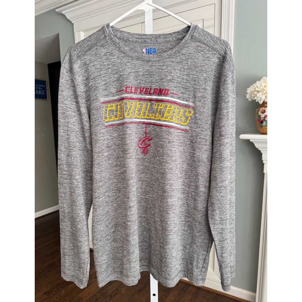 NBA Cleveland Cavaliers TX3 Cool Mens Medium Gray Long Sleeve Performance Shirt - Picture 2 of 5
